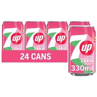 7UP Zero Pink Lemonade 330ml Can 24 Pack 7UP Zero Pink Lemonade 330ml Can 24 Pack