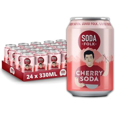Soda Folk Cherry Soda, American Style Fizzy Drinks, No Added Sugar, Refreshing Soft Drink, 100% Natural Ingredients, Gluten Free & Vegan (24 x 330ml Cans) Soda Folk Cherry Soda, American Style Fizzy Drinks, No Added Sugar, Refreshing Soft Drink, 100% Natural Ingredients, Gluten Free & Vegan (24 x 330ml Cans)