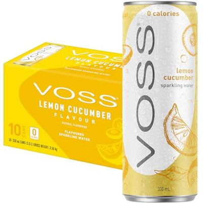 Voss Flavoured Sparkling Water, Zero Sugar Drink, Zero Calorie, Naturally Sourced Water, 10x 330ml Multipack (Lemon Cucumber) Voss Flavoured Sparkling Water, Zero Sugar Drink, Zero Calorie, Naturally Sourced Water, 10x 330ml Multipack (Lemon Cucumber)