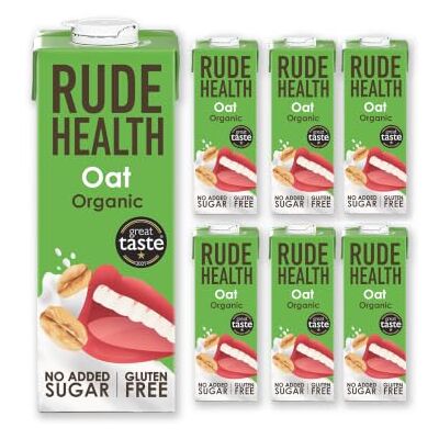 Rude Health 6 x 1 Litre Organic Oat Dairy-Alt Milk, 100% Natural Organic Drink, Lactose Free, Dairy Free & Gluten-Free, No Added Sugar, Award-Winning, Healthy & Vegan, 100% Recyclable Packaging Rude Health 6 x 1 Litre Organic Oat Dairy-Alt Milk, 100% Natural Organic Drink, Lactose Free, Dairy Free & Gluten-Free, No Added Sugar, Award-Winning, Healthy & Vegan, 100% Recyclable Packaging