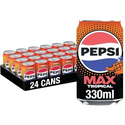 Pepsi Max Tropical Wholesale, 330ml Cans (Pack of 24) Pepsi Max Tropical Wholesale, 330ml Cans (Pack of 24)