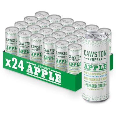 Cawston Press Sparkling Cloudy Apple Fizzy Drink Blended With Sparkling Water and Pressed Apple (250ml x 24 cans) Gluten Free Vegan No Added Sugar Cawston Press Sparkling Cloudy Apple Fizzy Drink Blended With Sparkling Water and Pressed Apple (250ml x 24 cans) Gluten Free Vegan No Added Sugar