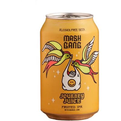 Mash Gang Journey Juice Non Alcoholic Fruited IPA 12 Pack, Alcohol Free Craft Beer, Tropical Mango Lime NA Beer Mash Gang Journey Juice Non Alcoholic Fruited IPA 12 Pack, Alcohol Free Craft Beer, Tropical Mango Lime NA Beer