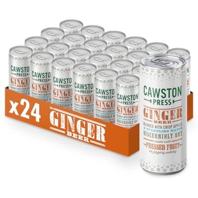 Cawston Press Sparkling Ginger Beer Blended with Sparkling Water and Pressed Apple (250ml x 24 cans) Gluten Free Vegan No Added Sugar Cawston Press Sparkling Ginger Beer Blended with Sparkling Water and Pressed Apple (250ml x 24 cans) Gluten Free Vegan No Added Sugar