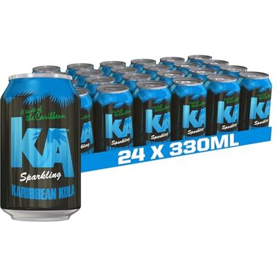 KA Sparkling ribbean Kola Soft Drink, 24 Pack, 330ml Cans Spiced Caribbean kola drink with a sweet, distinct aromatic flavour profile. KA Sparkling ribbean Kola Soft Drink, 24 Pack, 330ml Cans Spiced Caribbean kola drink with a sweet, distinct aromatic flavour profile.