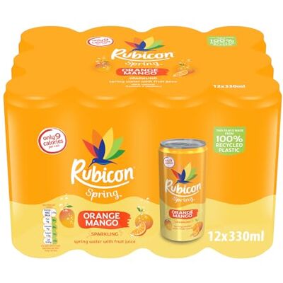 Rubicon Spring Orange Mango Sparkling Flavoured Water, 12 Pack, 330ml Cans Rubicon Spring Orange Mango Sparkling Flavoured Water, 12 Pack, 330ml Cans