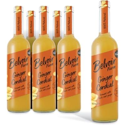 BELVOIR FRUIT FARMS Belvoir Farm Ginger Cordial, 6 x 500ml Bottles Hand Sown & Picked Ginger, Traditional Family Recipe, 100% Natural Ingredients, for Vegetarians & Vegans BELVOIR FRUIT FARMS Belvoir Farm Ginger Cordial, 6 x 500ml Bottles Hand Sown & Picked Ginger, Traditional Family Recipe, 100% Natural Ingredients, for Vegetarians & Vegans