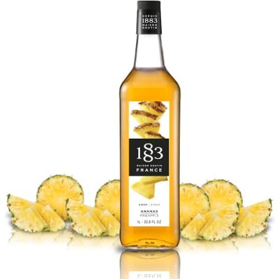 1883 MAISON ROUTIN Premium Pineapple Syrup, 1 Litre Glass Bottle Flavoured Syrup, For Coffee, Tea, Cocktails, Iced Drinks & Desserts, Made with Pure Cane Sugar, No Artificial Colours, Vegan 1883 MAISON ROUTIN Premium Pineapple Syrup, 1 Litre Glass Bottle Flavoured Syrup, For Coffee, Tea, Cocktails, Iced Drinks & Desserts, Made with Pure Cane Sugar, No Artificial Colours, Vegan