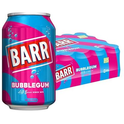 BARR Bubblegum Zero Sugar Sparkling Soft Drink, 24 Pack, 330ml Cans BARR Bubblegum Zero Sugar Sparkling Soft Drink, 24 Pack, 330ml Cans