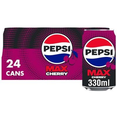 Pepsi Max Cherry No Sugar Cola Cans 24 x 330ml Pepsi Max Cherry No Sugar Cola Cans 24 x 330ml