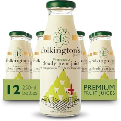 Folkington's Fruit Juice, Cloudy Pear, 12 Glass Bottles, Pure Fruit Juice, Multipack 12 x 250 ml Folkington's Fruit Juice, Cloudy Pear, 12 Glass Bottles, Pure Fruit Juice, Multipack 12 x 250 ml