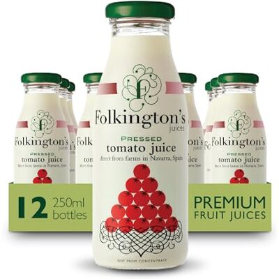 Folkington's Tomato Juice, 12 Glass Bottles, Pure Juice, Multipack 12 x 250 ml Folkington's Tomato Juice, 12 Glass Bottles, Pure Juice, Multipack 12 x 250 ml