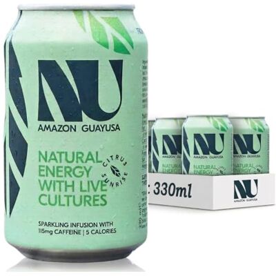 NU AMAZON GUAYUSA Natural Energy Drink – Guayusa & Water Kefir for Gut Health, Focused Energy, No Jitters, Sugar Free, Low Calorie, Vegan Plant Based Refreshment – Citrus Sunrise Flavour, 330ml x 6 NU AMAZON GUAYUSA Natural Energy Drink – Guayusa & Water Kefir for Gut Health, Focused Energy, No Jitters, Sugar Free, Low Calorie, Vegan Plant Based Refreshment – Citrus Sunrise Flavour, 330ml x 6