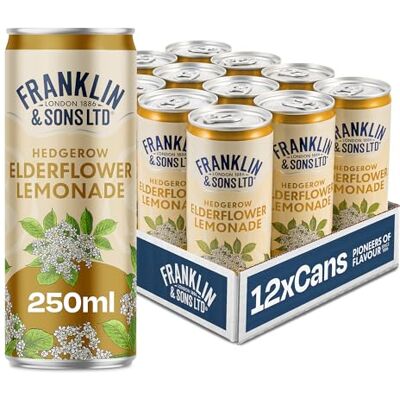 Franklin & Sons Elderflower Lemonade 12 x 250ml Cans English Hedgerow Elderflower Ripe Sugar Beet Lake District Water Sharp And Sweet Enhanced Spritz or Shandy Alternative Franklin & Sons Elderflower Lemonade 12 x 250ml Cans English Hedgerow Elderflower Ripe Sugar Beet Lake District Water Sharp And Sweet Enhanced Spritz or Shandy Alternative