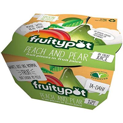 Fruitypot Peach & Pear in Fruit Juice, 18 x 113 g Pots Fruitypot Peach & Pear in Fruit Juice, 18 x 113 g Pots
