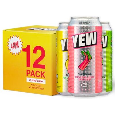 YEW Sparkling Water Mixed Pack 12 x 440ml Cans, ZERO Sugar, ZERO Sweetener, All Natural Apple, Lemon, and Rhubarb Flavoured Water, Keto Friendly, Vegan Healthy Fizzy Drink YEW Sparkling Water Mixed Pack 12 x 440ml Cans, ZERO Sugar, ZERO Sweetener, All Natural Apple, Lemon, and Rhubarb Flavoured Water, Keto Friendly, Vegan Healthy Fizzy Drink
