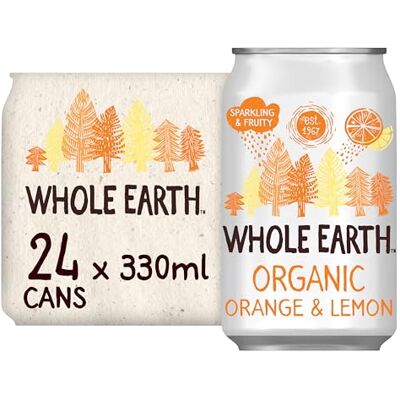 Whole Earth Organic Lightly Sparkling Orange & Lemon, 24x 330 ml, Lightly Fizzy Fruity Soft Drink with 100% Natural Ingredients, No Added Refined Sugar,Vegetarian & Vegan, Multi Pack Whole Earth Organic Lightly Sparkling Orange & Lemon, 24x 330 ml, Lightly Fizzy Fruity Soft Drink with 100% Natural Ingredients, No Added Refined Sugar,Vegetarian & Vegan, Multi Pack