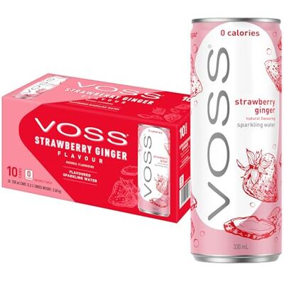 Voss Flavoured Sparkling Water Zero Sugar Drink Zero Calorie Naturally Sourced Water 10x 330ml Multipack (Strawberry Ginger) Voss Flavoured Sparkling Water Zero Sugar Drink Zero Calorie Naturally Sourced Water 10x 330ml Multipack (Strawberry Ginger)