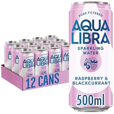 Libra Sparkling Water Raspberry & Blackcurrant 500ml (Pack of 12 Cans) Raspberry & Blackcurrant sparkling water with NO sugar, NO sweeteners and NO artificial flavours Libra Sparkling Water Raspberry & Blackcurrant 500ml (Pack of 12 Cans) Raspberry & Blackcurrant sparkling water with NO sugar, NO sweeteners and NO artificial flavours