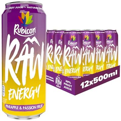 Rubicon Raw Pineapple Passion Energy Drink, 12 Pack, 500ml Cans Rubicon Raw Pineapple Passion Energy Drink, 12 Pack, 500ml Cans