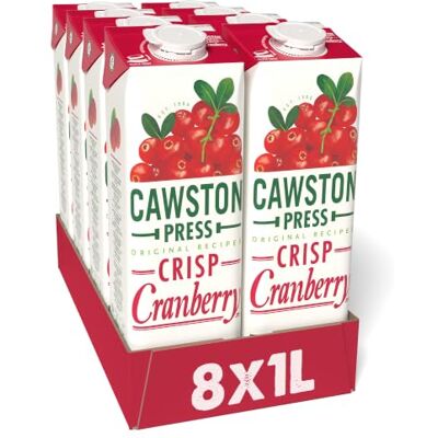 Cawston Press Cranberry Pressed Juice 1 Litre Pack of Juice Cartons All Natural – Vegan – No Added Sugar, (Pack of 8) Cawston Press Cranberry Pressed Juice 1 Litre Pack of Juice Cartons All Natural – Vegan – No Added Sugar, (Pack of 8)