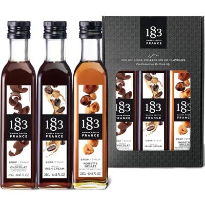 1883 MAISON ROUTIN Chocolate, Irish Cream & Roasted Hazelnut Premium Syrup Gift Set for Coffee, Hot Chocolate, Cocktails, Mocktails & Desserts – Vegan-Friendly – 3x250ml Glass Bottles 1883 MAISON ROUTIN Chocolate, Irish Cream & Roasted Hazelnut Premium Syrup Gift Set for Coffee, Hot Chocolate, Cocktails, Mocktails & Desserts – Vegan-Friendly – 3x250ml Glass Bottles