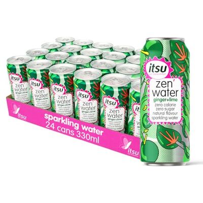 Itsu Ginger + Lime Zen Water Naturally Flavoured Sparkling Water 330ml (Pack of 24) Zero Calories, Zero Sugar 24 x 330ml Pack Itsu Ginger + Lime Zen Water Naturally Flavoured Sparkling Water 330ml (Pack of 24) Zero Calories, Zero Sugar 24 x 330ml Pack
