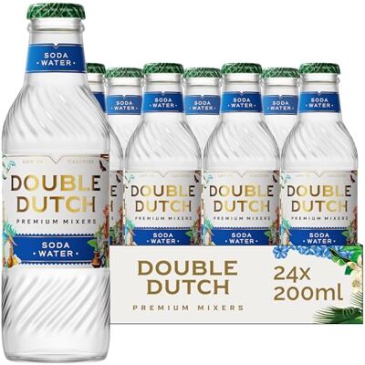 Double Dutch Premium Soda Water, 24 x 200ml Glass Bottles Premium Mixer, Lightly Flavoured, Classic Soft Drink, Perfect for Gin, Vodka & Cocktails, Gluten Free, Vegan, Multipack Double Dutch Premium Soda Water, 24 x 200ml Glass Bottles Premium Mixer, Lightly Flavoured, Classic Soft Drink, Perfect for Gin, Vodka & Cocktails, Gluten Free, Vegan, Multipack