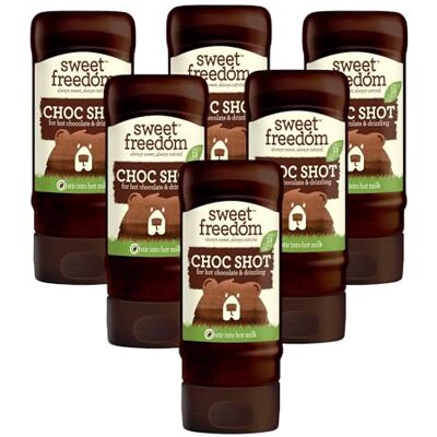 Sweet Freedom Choc Shot Chocolate Refined Sugar Free Syrup for Coffee, Dessert, Milkshakes & Baking, High Fibre, Vegan, Only 13 Calories Per Teaspoon (Pack of 6) Sweet Freedom Choc Shot Chocolate Refined Sugar Free Syrup for Coffee, Dessert, Milkshakes & Baking, High Fibre, Vegan, Only 13 Calories Per Teaspoon (Pack of 6)
