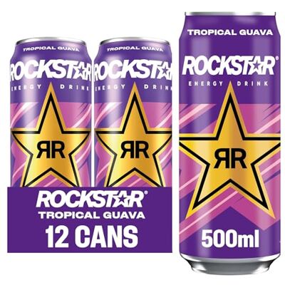 Rockstar , Punched Energy Drink Tropical Caffeinated Drink with Taurine Guarana Ginseng BVitamins 500 ml cans, Guava (Pack of 12) Rockstar , Punched Energy Drink Tropical Caffeinated Drink with Taurine Guarana Ginseng BVitamins 500 ml cans, Guava (Pack of 12)