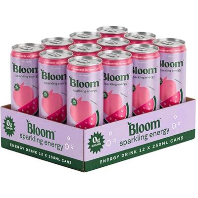 Bloom Nutrition Sparkling Energy Drink Strawberry Watermelon 250ml (12 Pack) Zero Sugar Energy Drink with 80mg Natural Caffeine, Vitamins C, B3 & B5 Low Calorie and Multivitamin Energy Drink Bloom Nutrition Sparkling Energy Drink Strawberry Watermelon 250ml (12 Pack) Zero Sugar Energy Drink with 80mg Natural Caffeine, Vitamins C, B3 & B5 Low Calorie and Multivitamin Energy Drink
