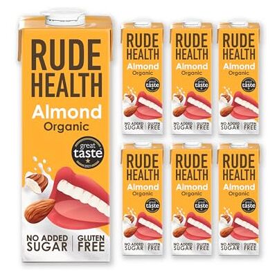 Rude Health 6 x 1 Litre Organic Almond Dairy-Alt Milk, 100% Natural Organic Drink, Lactose Free, Dairy Free & Gluten-Free, No Added Sugar, Award-Winning, Healthy & Vegan, 100% Recyclable Packaging Rude Health 6 x 1 Litre Organic Almond Dairy-Alt Milk, 100% Natural Organic Drink, Lactose Free, Dairy Free & Gluten-Free, No Added Sugar, Award-Winning, Healthy & Vegan, 100% Recyclable Packaging
