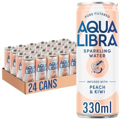 Libra Sparkling Water Peach & Kiwi 330ml (Pack of 24 Cans) Peach & Kiwi sparkling water with NO sugar, NO sweeteners and NO artificial flavours Libra Sparkling Water Peach & Kiwi 330ml (Pack of 24 Cans) Peach & Kiwi sparkling water with NO sugar, NO sweeteners and NO artificial flavours