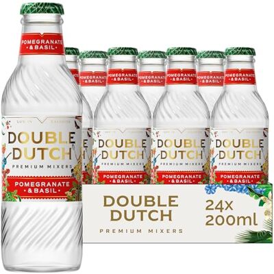 Double Dutch Premium Pomegranate & Basil Soda, 24 x 200ml Glass Bottles Double Dutch Premium Pomegranate & Basil Soda, 24 x 200ml Glass Bottles