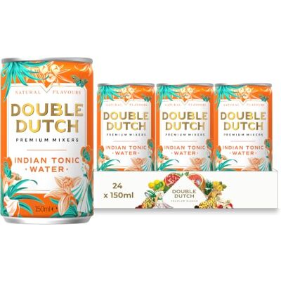 Double Dutch Premium Indian Tonic Water, 24 x 150ml Cans Premium Mixer, Natural Flavours, Classic Soft Drink, Perfect for Gin, Vodka & Cocktails, Gluten Free, Vegan, Multipack Double Dutch Premium Indian Tonic Water, 24 x 150ml Cans Premium Mixer, Natural Flavours, Classic Soft Drink, Perfect for Gin, Vodka & Cocktails, Gluten Free, Vegan, Multipack