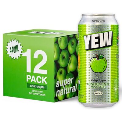 YEW Crisp Apple Sparkling Water 12 x 440ml Cans ZERO Sugar, ZERO Sweetener, Naturally Flavoured Sparkling Water, Calorie Free, Gluten Free, Keto Friendly and Vegan Healthy Fizzy Drink YEW Crisp Apple Sparkling Water 12 x 440ml Cans ZERO Sugar, ZERO Sweetener, Naturally Flavoured Sparkling Water, Calorie Free, Gluten Free, Keto Friendly and Vegan Healthy Fizzy Drink