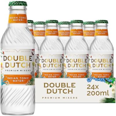 Double Dutch Premium Indian Tonic Water, 24 x 200ml Glass Bottles Premium Mixer, Natural Flavours, Classic Soft Drink, Perfect for Gin, Vodka & Cocktails, Gluten Free, Vegan, Multipack Double Dutch Premium Indian Tonic Water, 24 x 200ml Glass Bottles Premium Mixer, Natural Flavours, Classic Soft Drink, Perfect for Gin, Vodka & Cocktails, Gluten Free, Vegan, Multipack