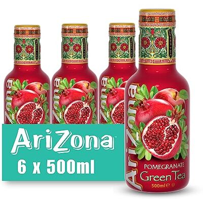 Arizona Pomegranate Green Tea, Pack of 6 x 500ml PET Bottles, Green Tea with Pomegranate Juice, No Artificial Colours or Preservatives Arizona Pomegranate Green Tea, Pack of 6 x 500ml PET Bottles, Green Tea with Pomegranate Juice, No Artificial Colours or Preservatives