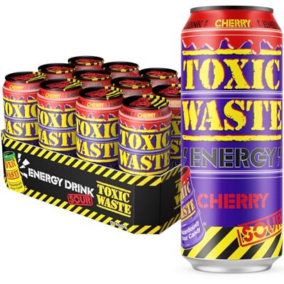 TOXIC WASTE Sour Cherry Energy Drink – 12 x 500ml Cans, Sparkling Fizz with Bold Flavour, Multipack for Gaming, Study, Parties, Road Trips and Fun Sharing TOXIC WASTE Sour Cherry Energy Drink – 12 x 500ml Cans, Sparkling Fizz with Bold Flavour, Multipack for Gaming, Study, Parties, Road Trips and Fun Sharing