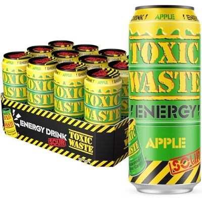 TOXIC WASTE Sour Apple Sparkling Energy Drink, 12 x 500ml Cans TOXIC WASTE Sour Apple Sparkling Energy Drink, 12 x 500ml Cans