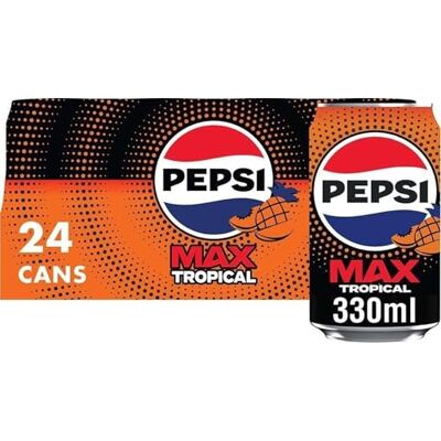 Pepsi Max Tropical, 330ml Cans (Pack of 24) Pepsi Max Tropical, 330ml Cans (Pack of 24)