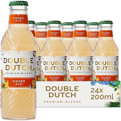 Double Dutch Premium Ginger Ale, 24 x 200ml Glass Bottles Premium Mixer, 100% Natural Ingredients, Low Calorie, Diet Soft Drink, Perfect for Gin, Vodka & Cocktails, Gluten Free, Vegan Double Dutch Premium Ginger Ale, 24 x 200ml Glass Bottles Premium Mixer, 100% Natural Ingredients, Low Calorie, Diet Soft Drink, Perfect for Gin, Vodka & Cocktails, Gluten Free, Vegan