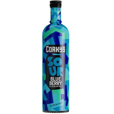 CORKY'S Sour Blueberry Schnapps 70cl Shots 15% ABV Sour Blueberry Liqueur Vodka Schnapps Party Shots, Cocktail Ingredient, Pre Drinks, Alcohol Spirits Flavoured Vodka Blue CORKY'S Sour Blueberry Schnapps 70cl Shots 15% ABV Sour Blueberry Liqueur Vodka Schnapps Party Shots, Cocktail Ingredient, Pre Drinks, Alcohol Spirits Flavoured Vodka Blue