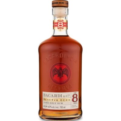 Bacardi Reserva Ocho 8YO Premium Caribbean Rum, Gift Box, 40% ABV, 70cl Premium Rum, Barrel Aged 8 Years in Oak Casks Under the Caribbean Sun, Limited Edition Gift, Rich & Complex, 700ml Bacardi Reserva Ocho 8YO Premium Caribbean Rum, Gift Box, 40% ABV, 70cl Premium Rum, Barrel Aged 8 Years in Oak Casks Under the Caribbean Sun, Limited Edition Gift, Rich & Complex, 700ml
