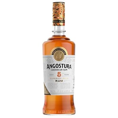 ANGOSTURA 5 Year Old Superior Gold Premium Caribbean Rum 40% ABV 70cl Aged for a minimum of five years in bourbon oak barrels Notes of spice, brûlée sugar and vanilla ANGOSTURA 5 Year Old Superior Gold Premium Caribbean Rum 40% ABV 70cl Aged for a minimum of five years in bourbon oak barrels Notes of spice, brûlée sugar and vanilla