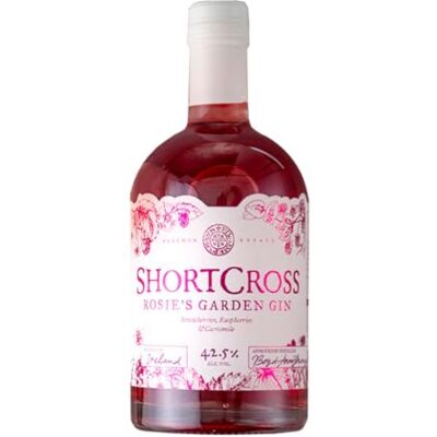 SHORTCROSS Rosie's Pink Gin I No added Sugar I Serve with lemonade I Pink Gin infused with fresh Strawberries and Rasberries I 50cl : 42.5% abv I Distilled in County Down I Award Winning SHORTCROSS Rosie's Pink Gin I No added Sugar I Serve with lemonade I Pink Gin infused with fresh Strawberries and Rasberries I 50cl : 42.5% abv I Distilled in County Down I Award Winning
