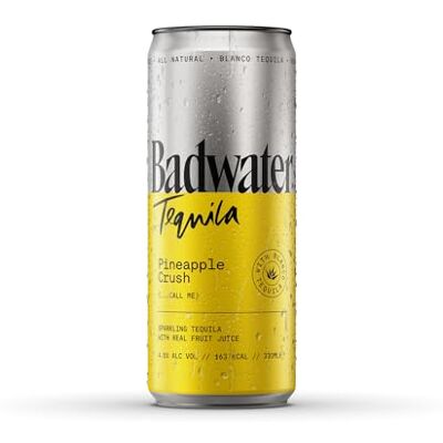 BADWATER Tequila Pineapple Crush RTD, 12x 330ml, 4.5% ABV. Sparkling Tequila with Real Fruit Juice With Blanco Tequila BADWATER Tequila Pineapple Crush RTD, 12x 330ml, 4.5% ABV. Sparkling Tequila with Real Fruit Juice With Blanco Tequila