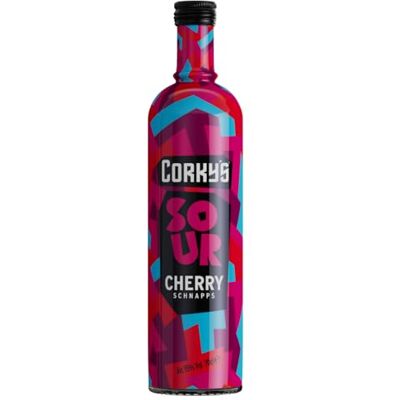 CORKY'S Sour Cherry Schnapps 70cl Shots 15% ABV Sour Cherry Liqueur Vodka Schnapps Party Shots, Cocktail Ingredient, Pre Drinks, Alcohol Spirits Flavoured Vodka CORKY'S Sour Cherry Schnapps 70cl Shots 15% ABV Sour Cherry Liqueur Vodka Schnapps Party Shots, Cocktail Ingredient, Pre Drinks, Alcohol Spirits Flavoured Vodka
