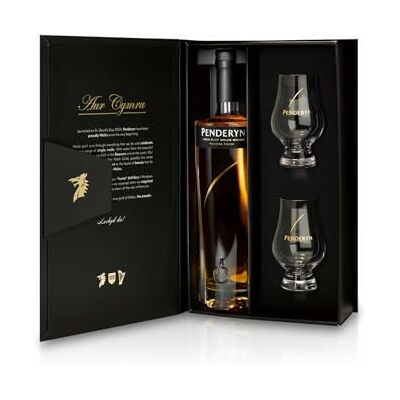 Penderyn Madeira Finish, Single Malt Welsh Whisky Gift Pack 46% ABV, 70 cl Bottle in a Stunning Gift Box with 2 Branded Nosing Glasses, Multi Award Winning Whisky Penderyn Madeira Finish, Single Malt Welsh Whisky Gift Pack 46% ABV, 70 cl Bottle in a Stunning Gift Box with 2 Branded Nosing Glasses, Multi Award Winning Whisky