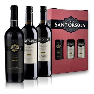 Sant'Orsola Italian Red Wine Giftbox – Chianti, Montepulciano, Nero d’Avola DOC Gifts for Women Mum 3 x 750 ml Sant'Orsola Italian Red Wine Giftbox – Chianti, Montepulciano, Nero d’Avola DOC Gifts for Women Mum 3 x 750 ml